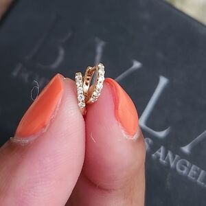 14k Yellow Gold 5.3mm Diamond Eternity clicker hoop earring